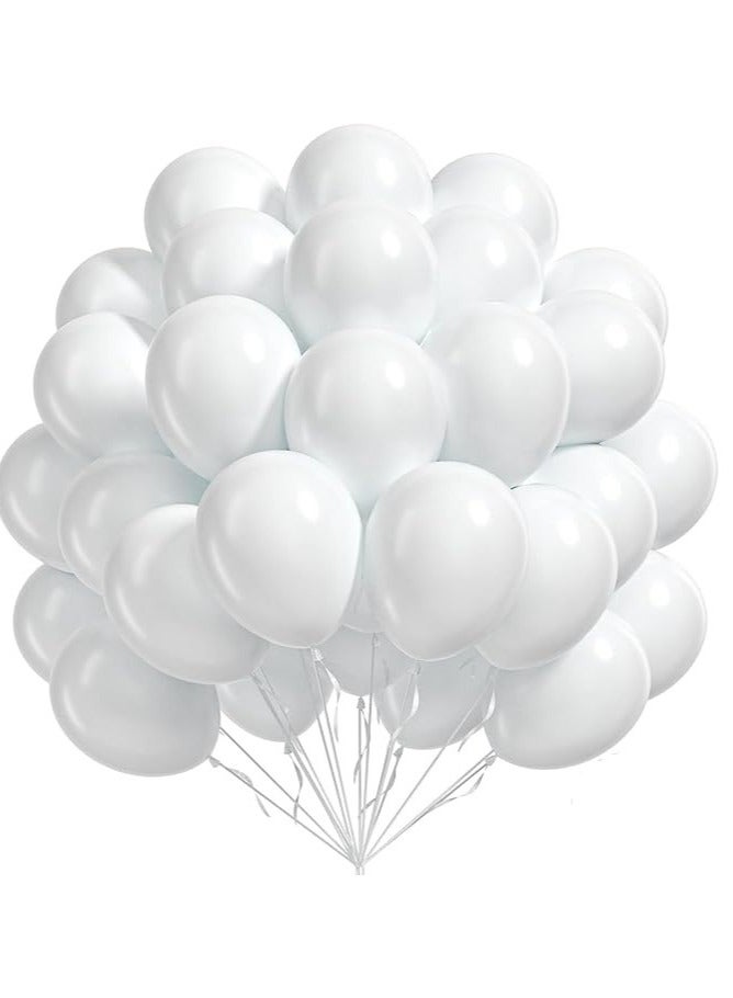 Boxwoods 100 Pcs Of Helium Quality Thick White Latex Balloons 12 inch 3.2g For Bridal Shower Graduation Anniversary And Birthday Party Decoration - Image 1